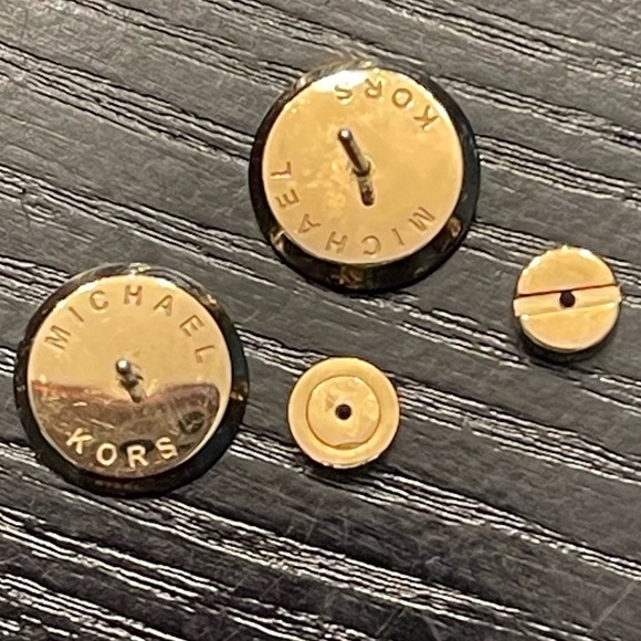 Michael Kors Gold Plated Logo Button Earrings - Picture 5 of 6